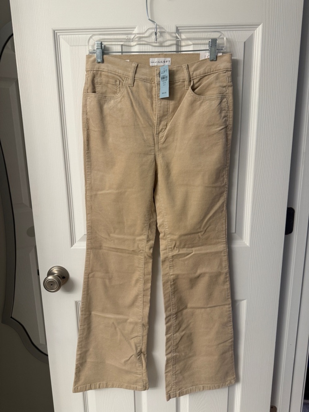 LOFT Beige Corduroy Slim Flare Pants